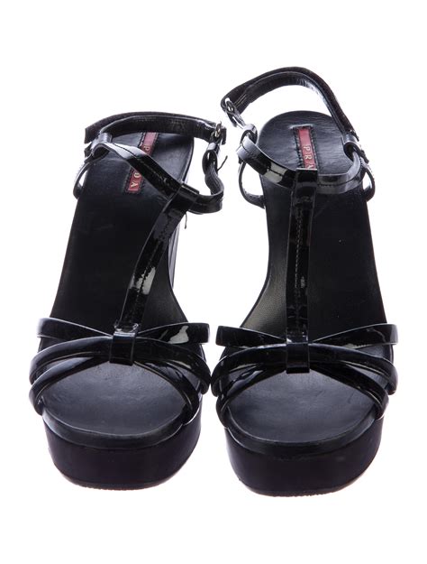 prada t strap wedge sandal|designer prada flat sandals.